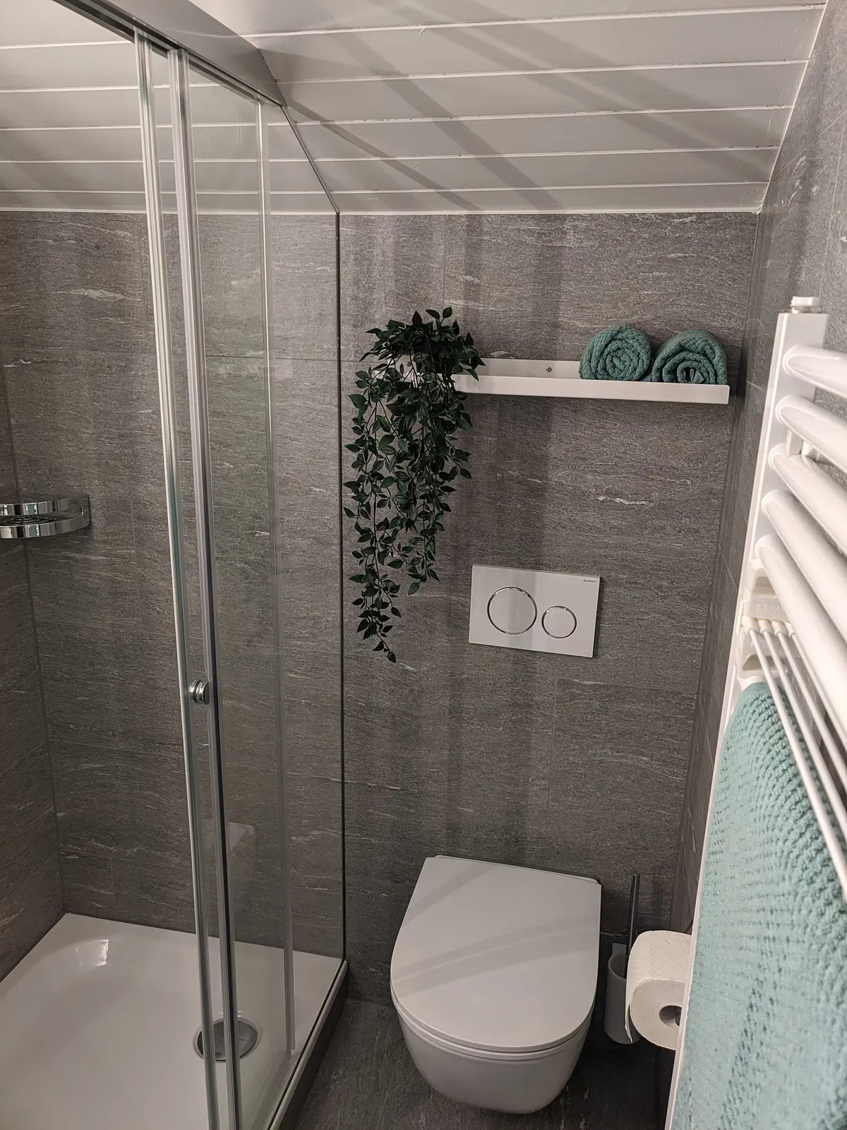 Bad mit Dusche und WC